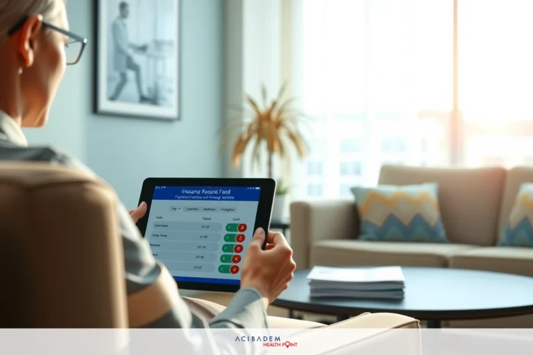 The image portrays a modern setting with a person seated comfortably on a couch. The individual appears to be reviewing or approving information displayed on a tablet they are holding in their hands. The environment suggests a calm, professional atmosphere, possibly indicative of a workspace or a home office setup.