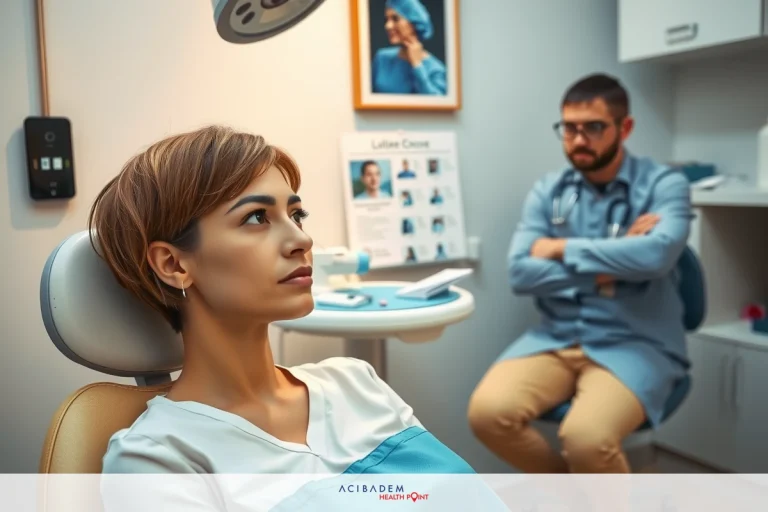 How Do I Know If I Need Rhinoplasty This is an image of a surgeon office. A female patient is seated in examination chair, with her head tilted back for examination or treatment.