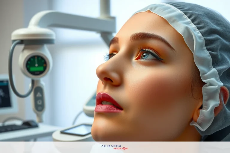 The image features a person seated in what appears to be a medical office. The individual is wearing a surgical cap, suggesting they might be a professional in the field of healthcare.