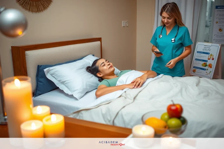 What Changed After Rhinoplasty A nurse administers a bedside check-up to a patient. The patient is comfortably lying on a hospital bed with fruit arranged around the room for ambiance.