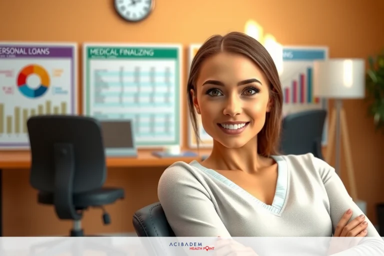 The image features a young woman seated in an office environment. She appears to be dressed professionally, suggesting she might be in the workplace for business or employment purposes.