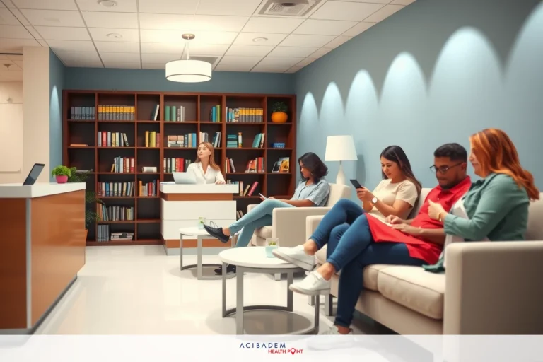 How Much is LASIK Eye Surgery in Jeddah? The image depicts a modern office space with a group of five people seated on comfortable couches and chairs. They are engaged in various activities, including reading books and using electronic devices such as laptops and smartphones. The environment is brightly lit and features contemporary furnishings, giving off an atmosphere of collaboration and relaxation.