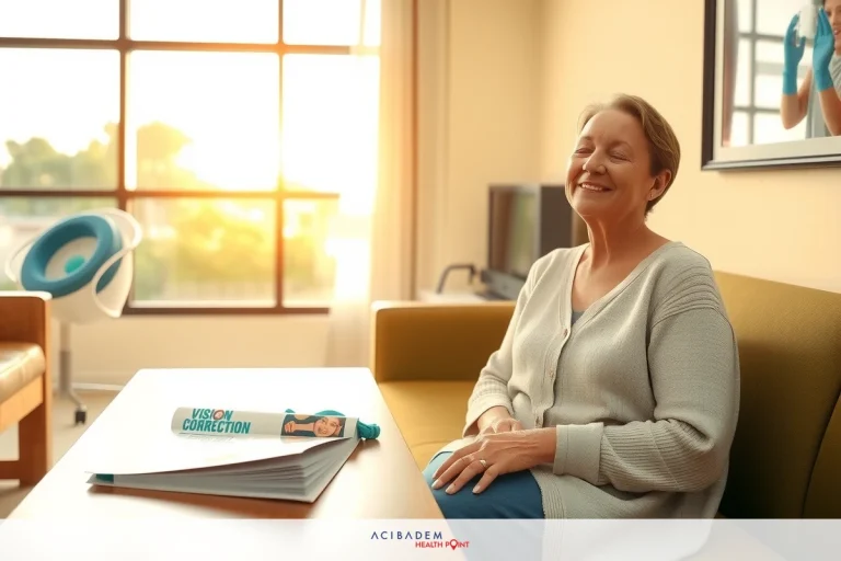 Does Laser Eye Surgery Change Eye Color? In this image, a woman is sitting in a cozy room with natural sunlight filtering through the windows. She has a book on front of table and appears to be reading or perhaps just relaxing. The room contains a comfortable couch and a coffee table where another book.