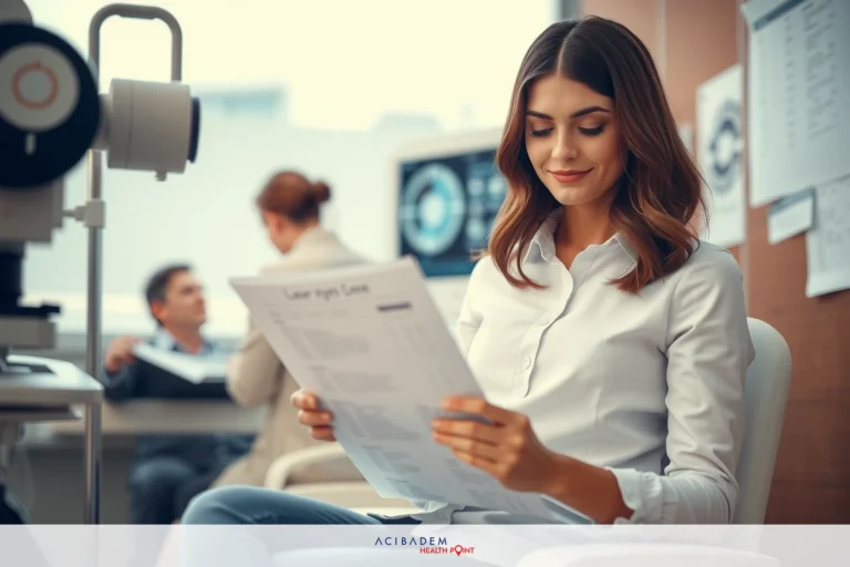 A modern office environment with a woman in a white blouse reading documents. She is sitting at an office desk surrounded by contemporary furniture, suggesting a professional and efficient workspace.