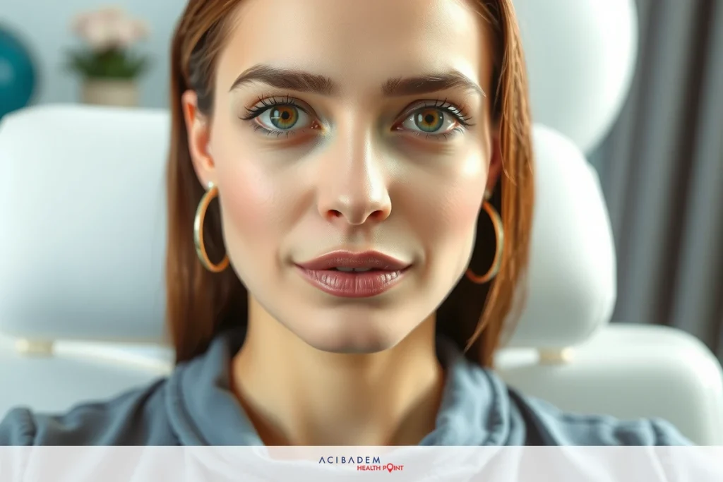 Can You Get Rhinoplasty After Septoplasty The image shows a young woman with open mouth, possibly in mid-conversation or about to speak. She has long hair and is wearing gold hoop earrings. The setting appears to be indoors, perhaps a room with a relaxed ambiance.