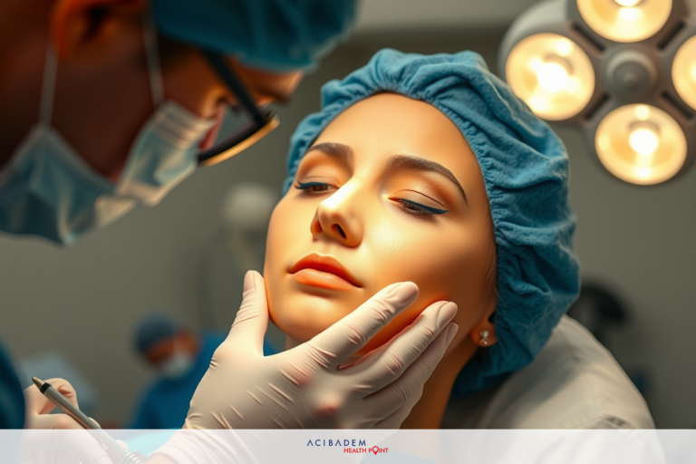 How to Find Good Rhinoplasty Surgeon In an operating room setting, two medical professionals are conducting a cosmetic procedure. The patient is seated with their head resting on a support, while one of the doctors is performing facial enhancement treatments such as injections or fillers.
