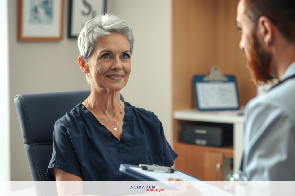 Who is Not a Candidate for Laser Eye Surgery The image depicts an indoor scene where a male doctor is holding a clipboard, examining a female patient who is seated. The woman appears to be elderly and she looks at the doctor with a smile on her face.