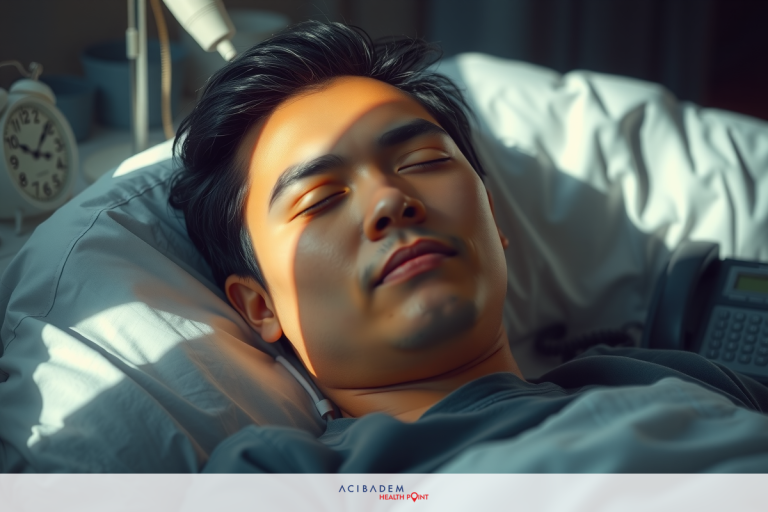 How Many Days to Recover From Laser Eye Surgery The image depicts a young man lying in bed with his eyes closed. The room appears to be dimly lit, creating an intimate and peaceful atmosphere. He is wearing casual clothing suitable for sleeping or resting.