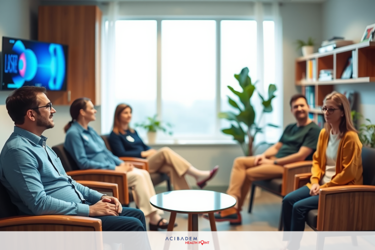 What Is the Age Limit for Laser Eye Surgery? People sitting around a table in an office environment, engaged in conversation. The room is well-lit with natural light, featuring modern furnishings and decor.