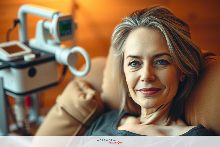 How Long Should Laser Eye Surgery Last? This is a photograph of a woman lying down in a comfortable environment. She appears to be receiving medical treatment, as there is a medical device attached to her arm.