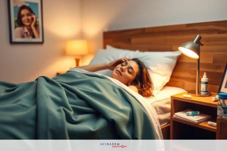 How Long Does It Take Laser Eye Surgery to Heal? The image shows a person lying in bed, seemingly asleep. The individual is covered by a blue blanket and appears to be resting comfortably.
