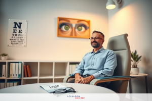 This image depicts a professional office environment. At the center, there is a man seated at a desk. He appears to be in an interview or meeting setting. The room is well-lit and features modern furniture and decor.