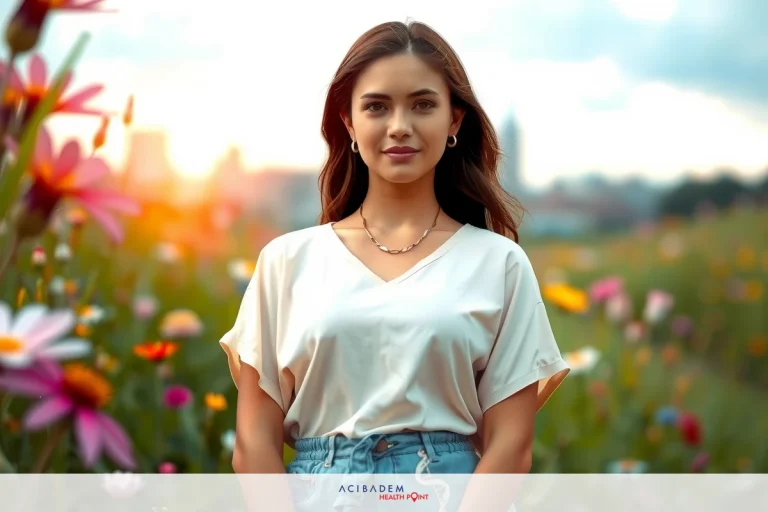 What Race is Most Likely to Get Breast Cancer? The image shows a woman standing in a vibrant field with wildflowers. She wears a light-colored blouse with a relaxed fit and jeans that match her top.