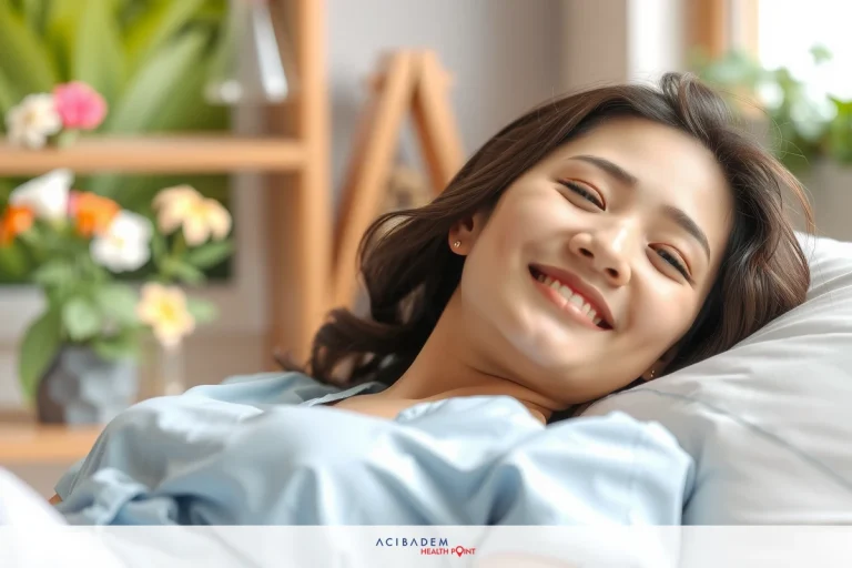 Can Rhinoplasty Help You Breathe Better? A young woman is lying down and appears to be happy. She has a soft smile on her face, indicating contentment or relaxation. The environment suggests she might be in a cozy indoor space with warm lighting, perhaps at home. The colors are mostly neutral tones which contribute to the serene atmosphere.