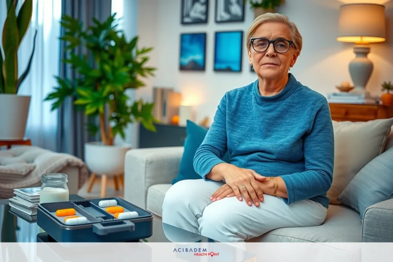 What Can I Take for Arthritis After Gastric Bypass Surgery? The image shows an older woman sitting on a couch. She is wearing glasses and a blue top, and appears to be engaged in a conversation or activity. The room has modern decor with plants, artwork, and comfortable furniture.