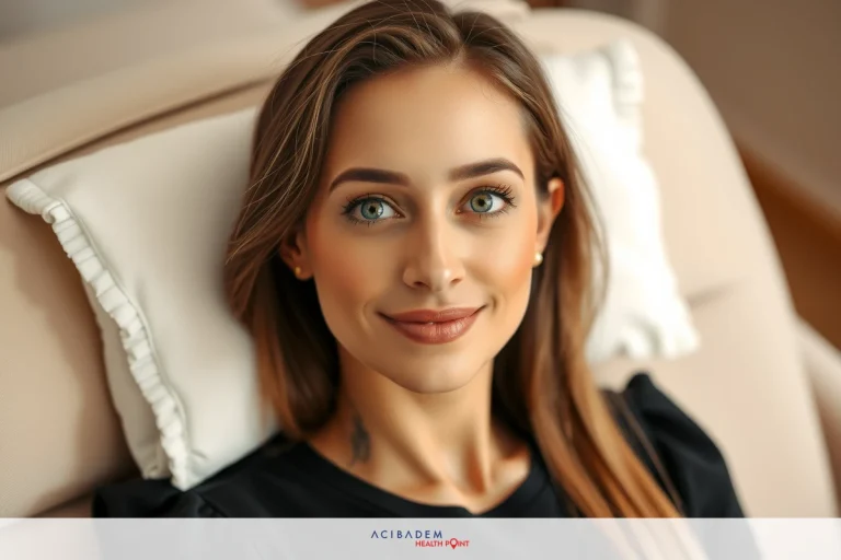 Woman with long brown hair, wearing dark clothing and sitting in a chair, with a relaxed expression and light makeup.