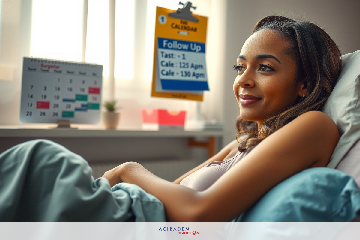 Image of woman sitting up in hospital bed and she is smiling. She is wearing a tank top and appears to be feeling well despite the context implying medical attention.