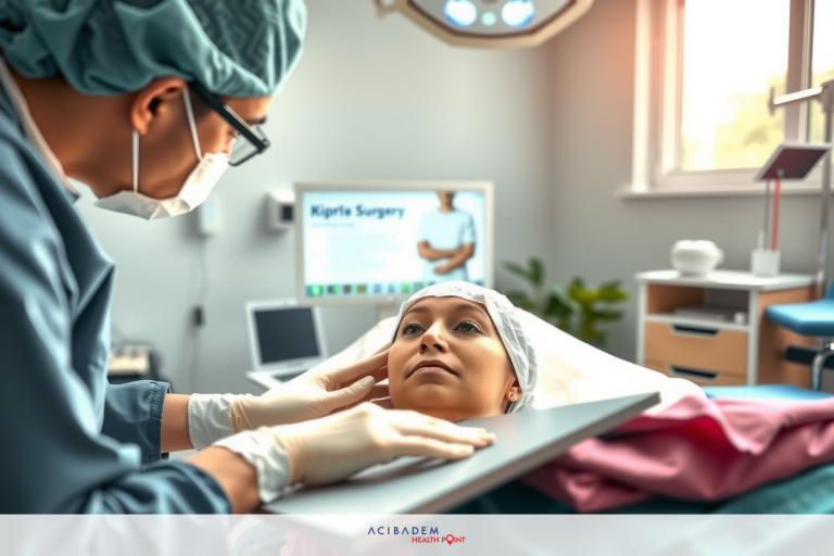 How Much is Reconstructive Nose Surgery? A person wearing a surgical mask and gown, performing a medical procedure on another person. The patient is laying down with their head elevated on a specialized table designed for surgeries. Both the doctor and the patient are focused on the task at hand.
