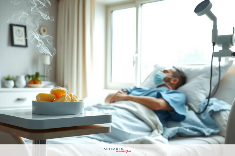 How to Properly Clean Your Nose After Surgery In the image, there is a person in a hospital bed with medical equipment around them. Considering that the room is a modern health resort, with hot potatoes in a glass bowl and a table, it seems like a private or intimate setting.There's also a potted plant adding a touch of natural color to the environment. The atmosphere suggests that the person is receiving professional medical attention.