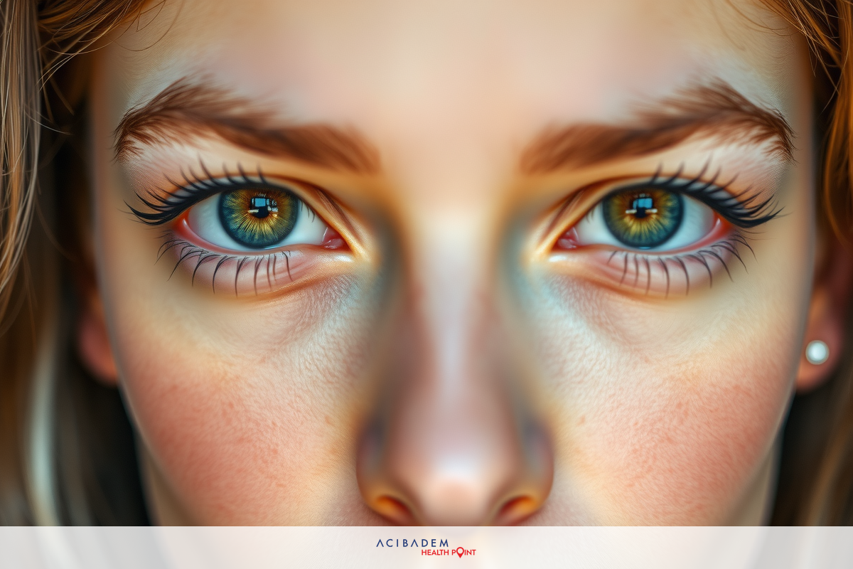 Close-up of a person's face with prominent blue eyes, showcasing the beauty and vibrancy of human features.