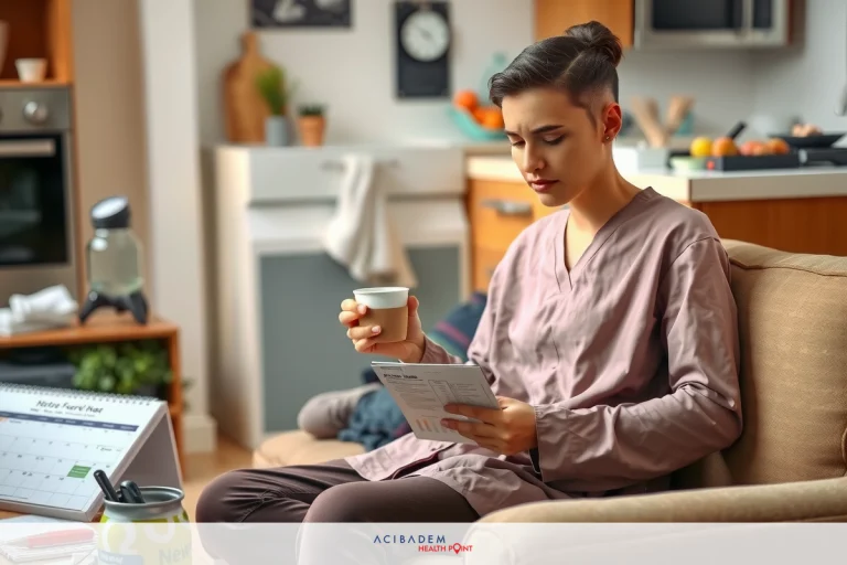 How Long After Gastric Sleeve Can I Have Coffee? The image depicts a modern living room setting with contemporary furnishings. In the center, there is a person sitting comfortably on a couch, dressed in casual attire. The individual appears to be holding a small book, indicating they might be reading. There are no other people visible in the image. The room contains various domestic items such as a coffee maker and a collection of books on a side table, suggesting a relaxed, homey atmosphere.