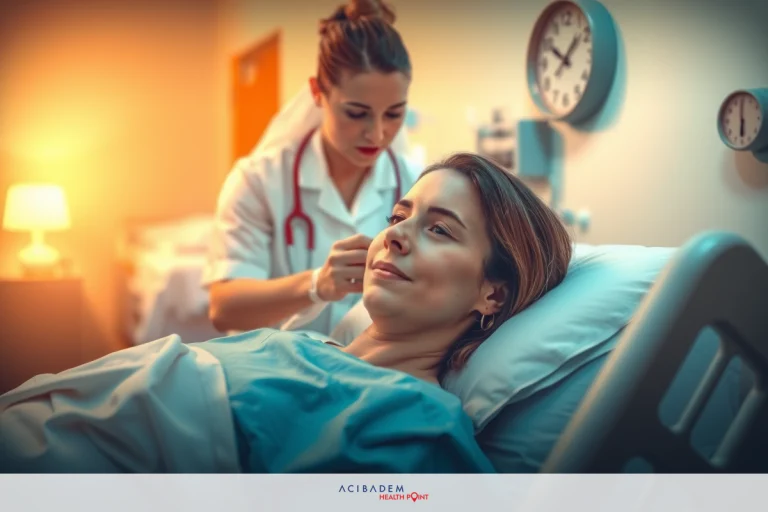 Why Can You Not Blow Your Nose After Sinus Surgery? This image depicts a medical setting with a patient lying on an examination table and a medical professional, likely a nurse or doctor, administering care. The focus is on the interaction between the healthcare provider and the patient.