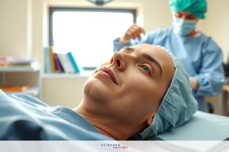 Image shows a person lying on an operating table inside a sterile medical environment. The individual appears to be receiving medical attention, likely for surgery or treatment. Medical professionals are dressed in scrubs and masks, indicating strict adherence to hygiene protocols during a medical procedure.