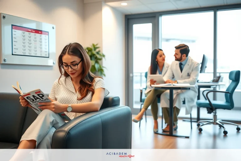 BBL Surgery Cost in Philadelphia Three people in a modern office environment. Two are engaged in conversation, one is looking at her phone, and the other is reading a magazine. They are surrounded by contemporary furnishings such as chairs, desks, and potted plants.