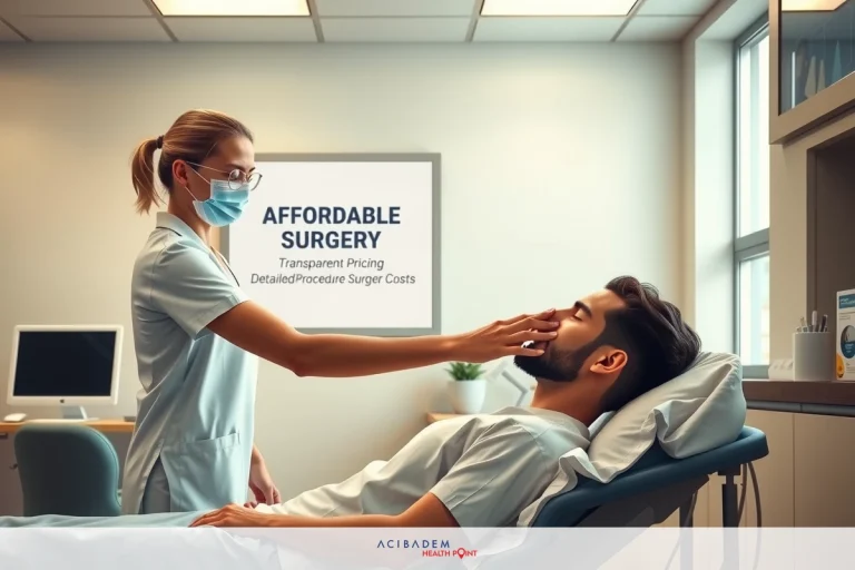 Medical professional performing a medical examination on a patient in a modern, well-equipped healthcare facility. The environment includes visible medical equipment and hygiene protocols such as face masks.