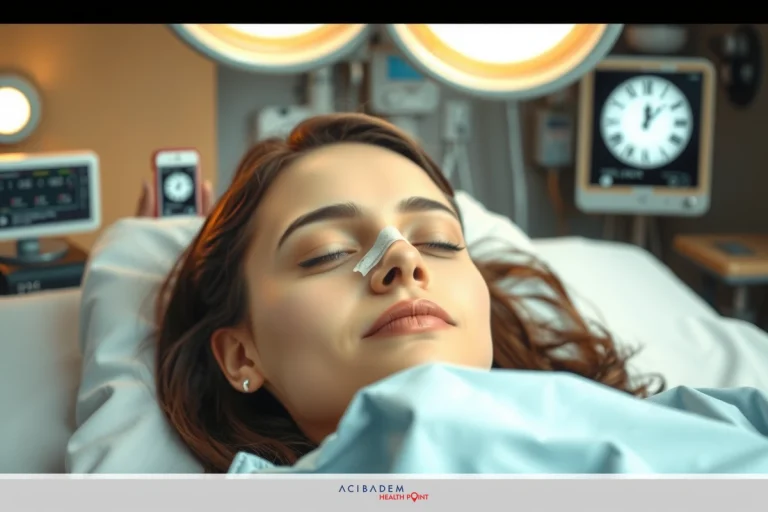 What is Closed Atraumatic Rhinoplasty The image shows a woman lying in a hospital bed with medical equipment around her. She appears to be receiving treatment, possibly an IV drip or monitoring device given the context of a hospital setting.