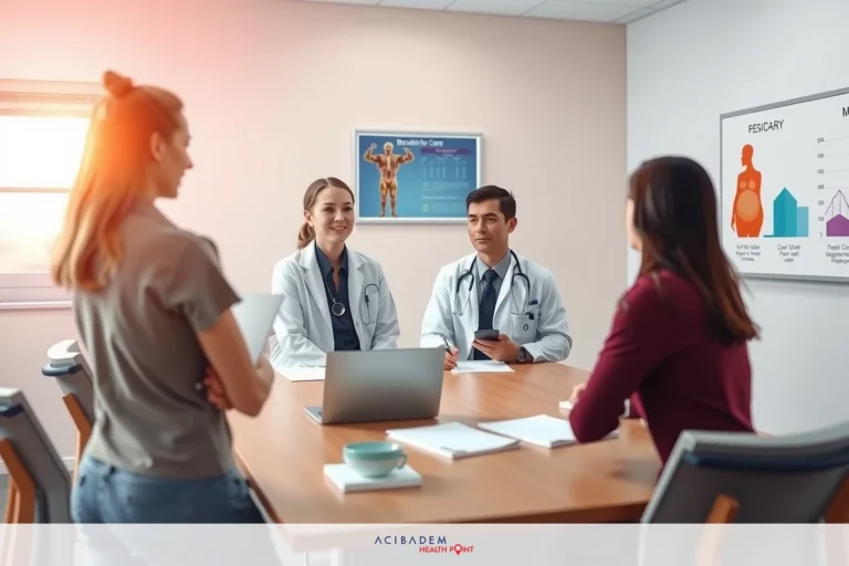 How Overweight Do I Have to Be for Gastric Sleeve? Group of doctors in a brightly lit office, seated around a table with laptops and paperwork, discussing patient cases on what appears to be a sunny day.