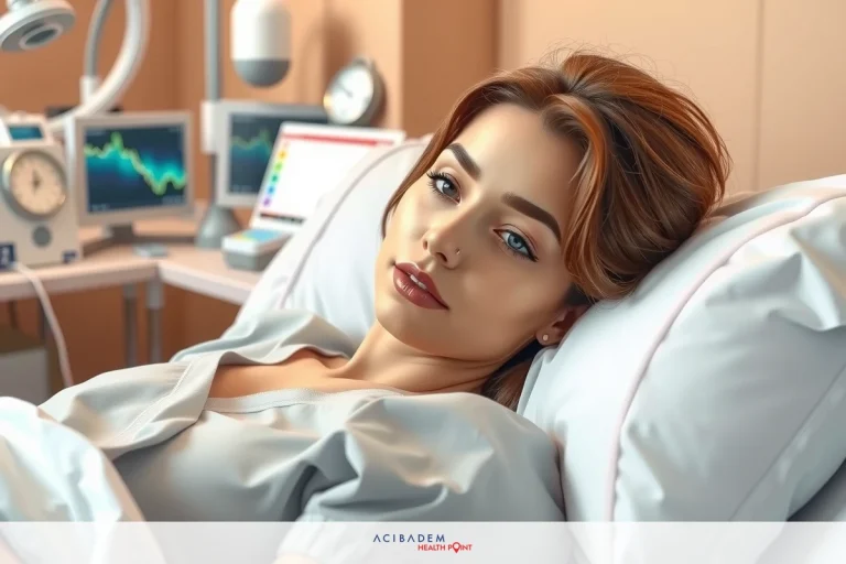 A Review and Modification of Dorsal Preservation Rhinoplasty Techniques The image features a woman lying in a hospital bed. The medical setting is indicated by the presence of various medical equipment.