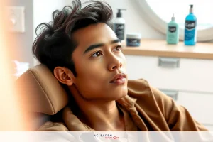 Man in casual attire sitting on a chair looking thoughtful. He has short dark hair and is wearing brown clothing with visible buttons.