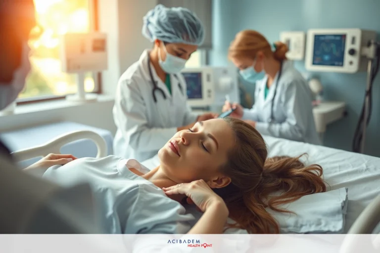 How Long Will My Nose Feel Numb After Rhinoplasty Medical professionals wearing masks around a woman in a hospital bed, conducting medical procedures. The setting includes electronic equipment for patient care.