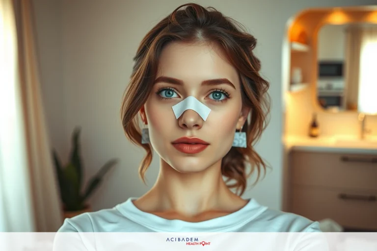 The image is a close-up portrait of a woman. She has light skin and her eyes are accentuated by makeup. The woman is wearing a white top, and her hair is styled in an updo.