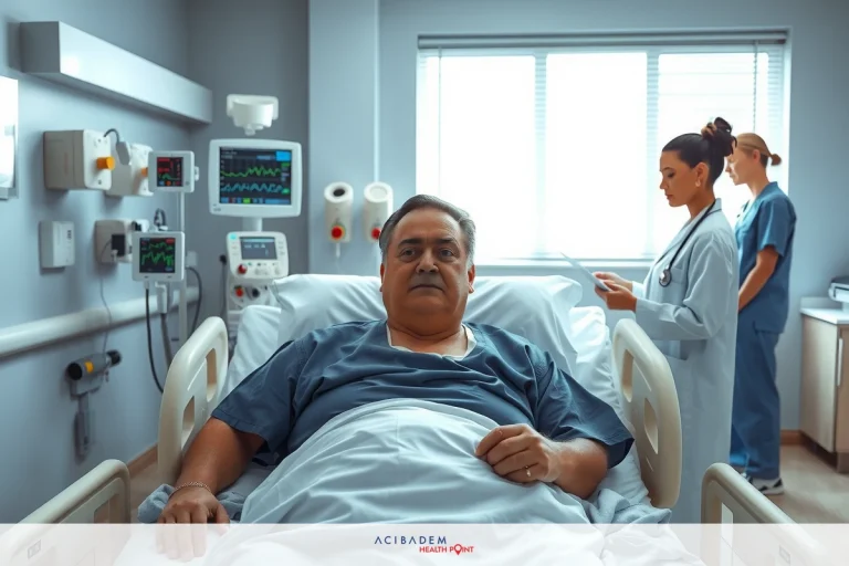 How often do patients need follow-up visits after bariatric surgery The image shows a hospital room with medical staff attending to patients. The patient on the left is lying in bed, wearing a hospital gown and appears to be sedated or under medical observation. The environment suggests an active healthcare setting.