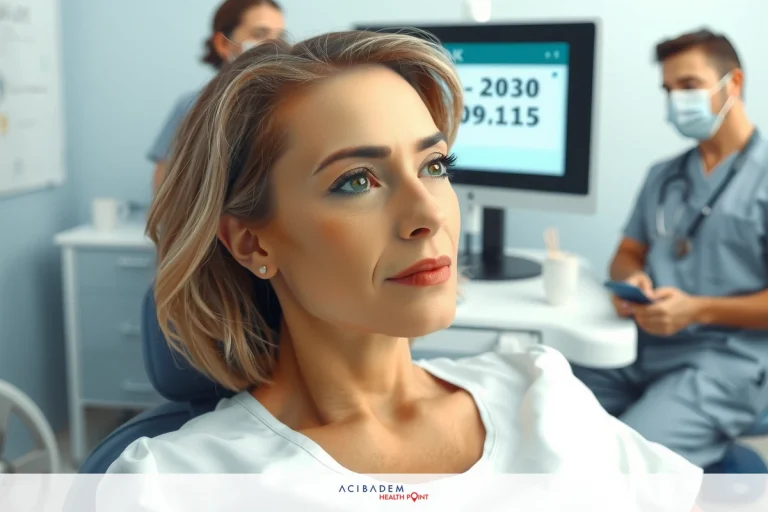 What Age Can You Get LASIK Eye Surgery? In the image, a woman is seated in a medical chair. She has short hair and appears focused on something outside of the frame.