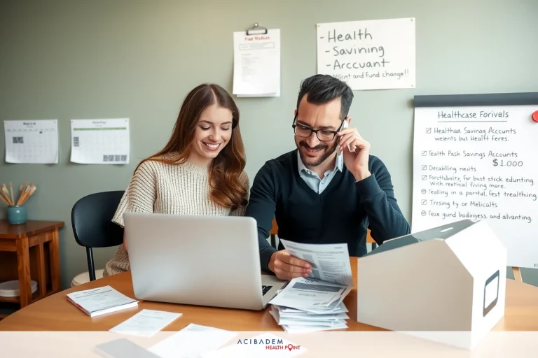 Can You Use HSA Funds for LASIK Eye Surgery Two people seated at a table with documents, laptops and papers. Man talking on the phone while smiling at woman who is looking down at papers.