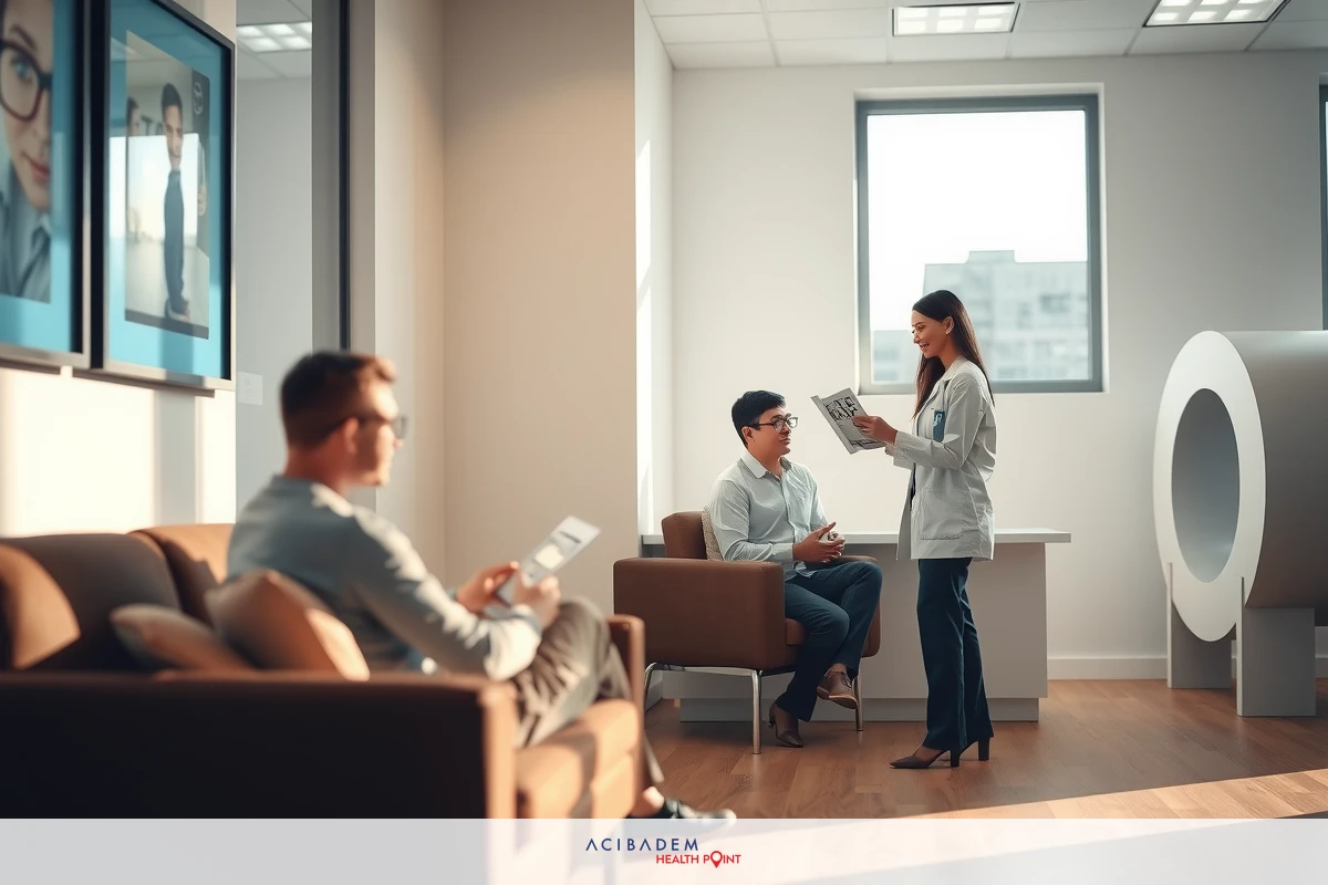 In a modern office setting with ample natural light, three individuals are engrossed in their tasks. One person is comfortably seated on a couch, another stands near the desk, and a third one is walking towards them. The office is spacious and well-lit, featuring minimalistic decor, sleek furniture, and a professional atmosphere.