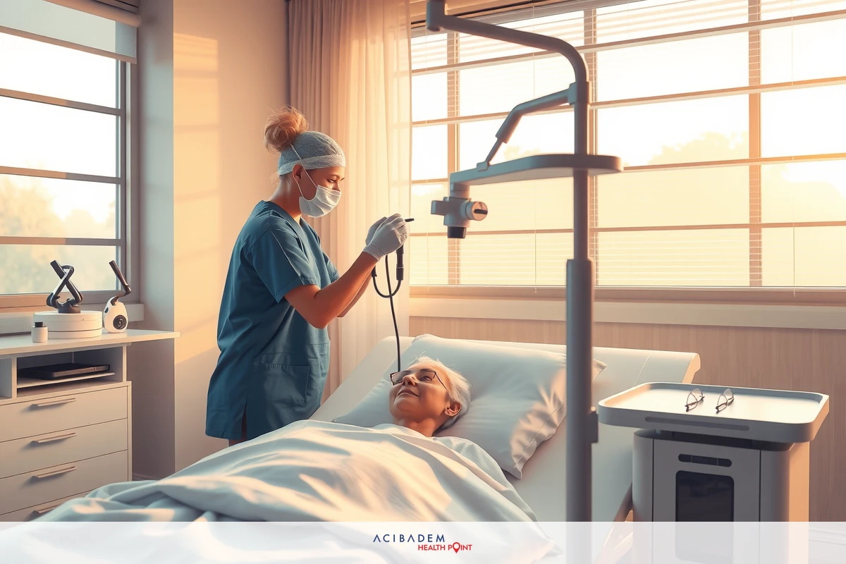 What Are the Pros and Cons of LASIK Eye Surgery 1 In a well-lit hospital room, a medical professional is attentively examining a patient lying on the bed. The doctor is wearing surgical scrubs and a face mask, indicating a sterile environment. There's equipment nearby that suggests monitoring or diagnostic tools for the patient.