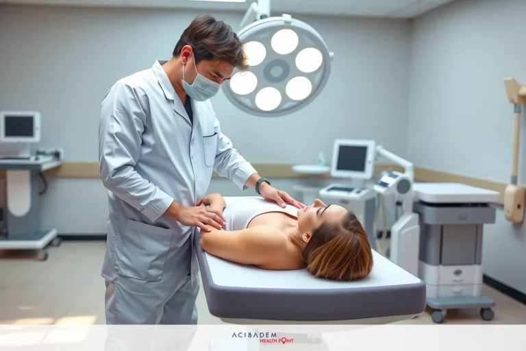 How Much Cheaper is Plastic Surgery in Turkey? Medical setting with a doctor wearing protective gear examining a patient during a health check-up. The doctor's mask is white and they are dressed in sterile medical attire, indicating attention to hygiene and safety. The environment has clinical equipment and devices that support the healthcare process.