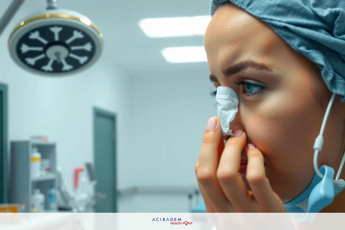The image shows a person, likely a surgeon in an operating room. The individual is wearing surgical attire including a blue cap and white scrubs. They are focused on their work, with one hand holding a surgical instrument and the other appearing to adjust something out of view.