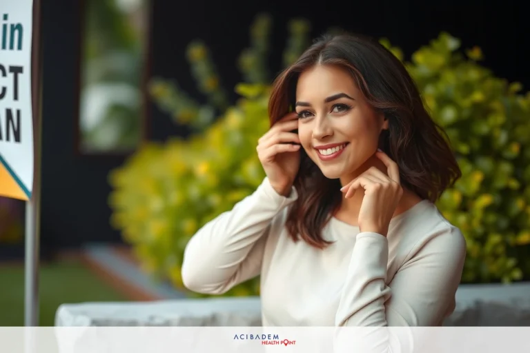 Woman outdoors holding cell phone to her ear with a broad smile, wearing white shirt and standing near signage. She appears to be in a brightly lit urban area.