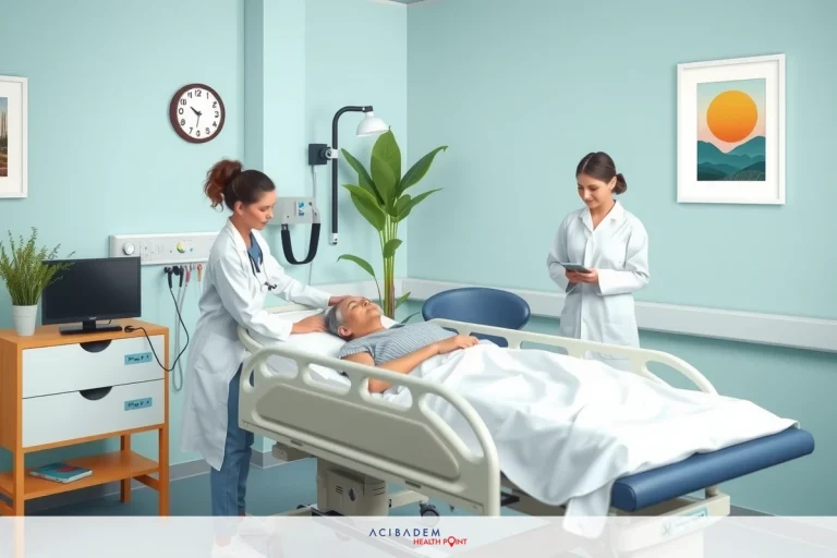 BBL Pain After Surgery A medical setting where doctors are attending to a patient. Two women in white coats stand over the bed, examining their patient who is lying down on a hospital bed. They are discussing the case with an elderly woman who might be another doctor or a patient's family member.