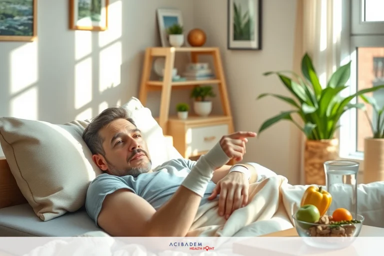 Will My Nose Swell Rhinoplasty after Cast The image portrays a man in a modern bedroom, lying on his side with a cast on his arm. He is resting comfortably on a soft mattress and pillows. The room is stylishly decorated with natural light streaming through the window, creating a cozy ambiance.