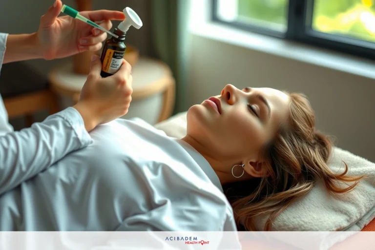 A young woman receiving a facial massage, with hands gently applying oil to her face. The environment is calm and well-lit, featuring soft lighting and natural tones.