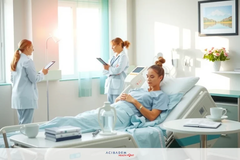 Is Pineapple Juice Good After Rhinoplasty Medical professionals in a hospital setting with sunlight streaming through windows, focusing on two individuals, one of whom is lying down.