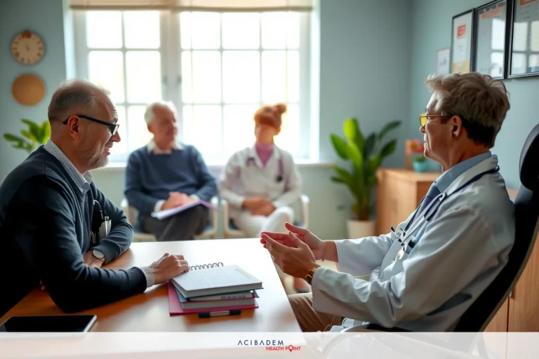 Is Septoplasty and Rhinoplasty Covered by Insurance? This image depicts an indoor setting where a group of people are engaged in a discussion. The scene is set within a medical office, characterized by the presence of a desk with papers and books scattered on it, chairs around it, and various personal items that suggest a professional environment. There is a large window allowing natural light to enter the room. The individuals appear to be adults, dressed in casual attire, suggesting an informal meeting or consultation taking place.