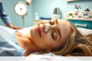 A woman is lying on a hospital bed with medical equipment. She has a smile on her face, appearing relaxed and possibly undergoing a medical procedure or just having a checkup.
