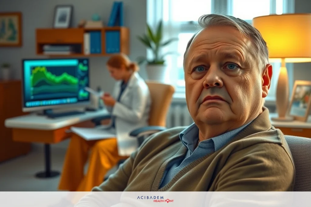 The image features a middle-aged man seated in an office, looking stern with his arms crossed. He is wearing business attire and appears to be in deep thought or displeasure.